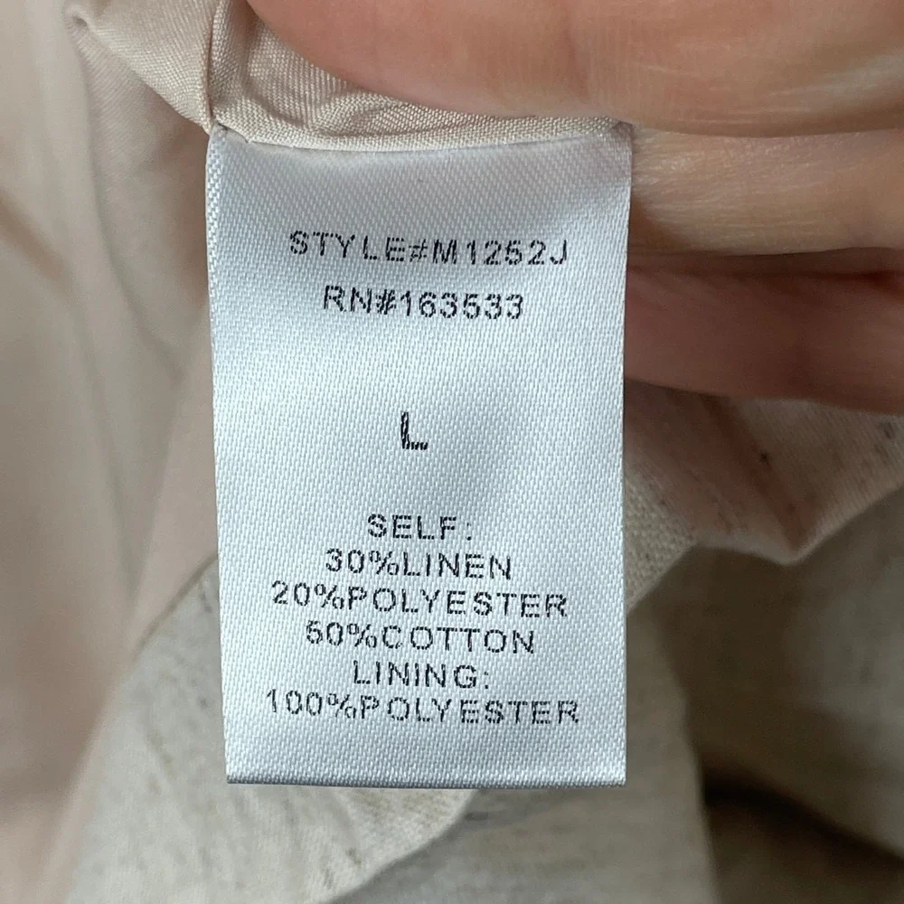 MNI LOS ANGELES Oversized Double Breasted Blazer‎ Women Large Beige Linen New